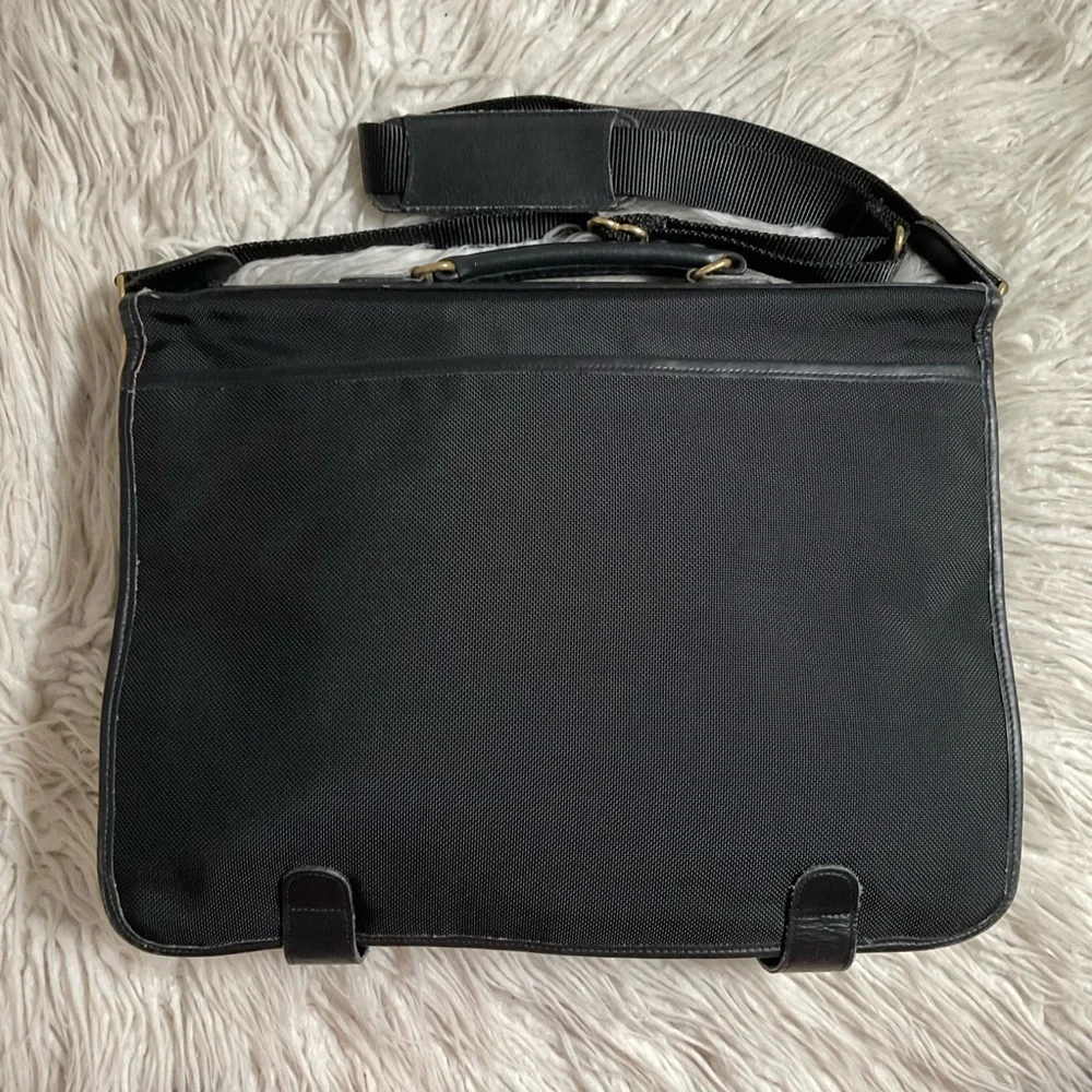 Coach Vintage Nylon Leather Trim Black Briefcase Messenger Laptop Travel Bag OS